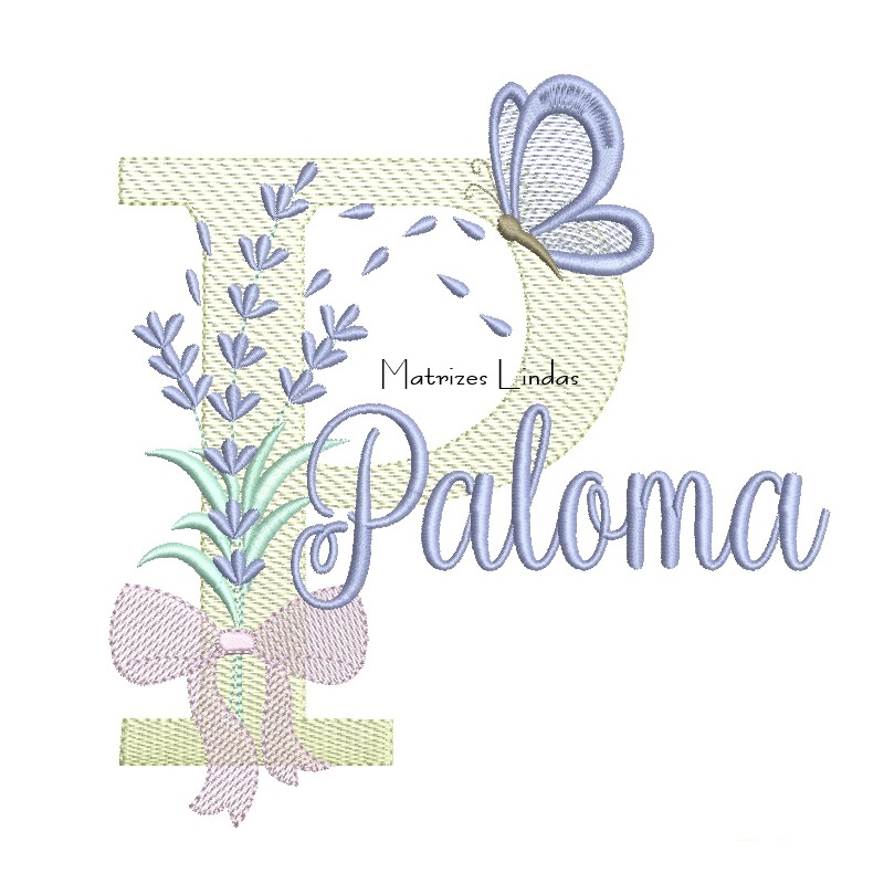 Matriz de Bordado - Nome Paloma Lavanda com Laço Matriz de Bordado - Nome Paloma Lavanda com Laço