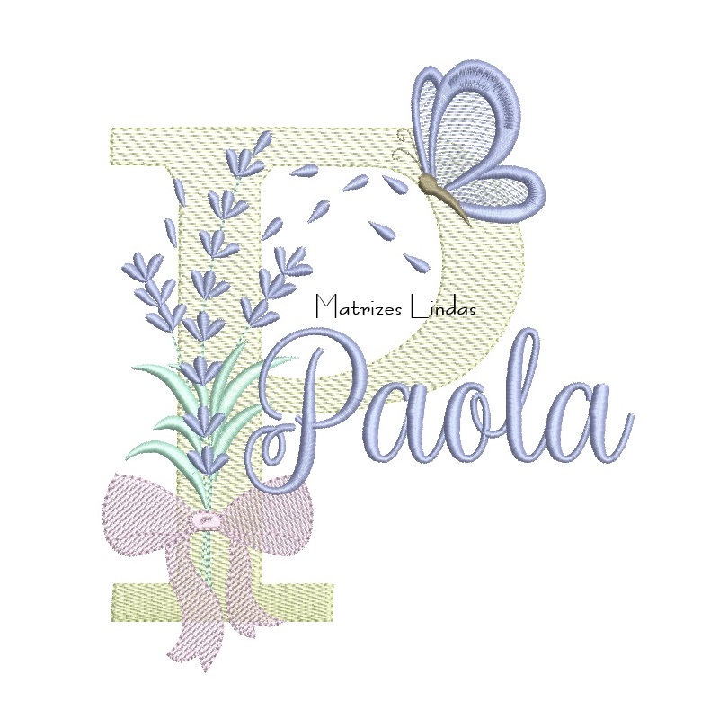 Matriz de Bordado - Nome Paola Lavanda com Laço Matriz de Bordado - Nome Paola Lavanda com Laço