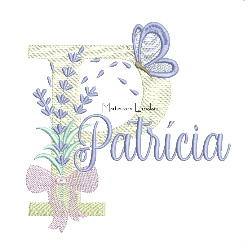 Matriz de Bordado - Nome Patrícia Lavanda com Laço Matriz de Bordado - Nome Patrícia Lavanda com Laço