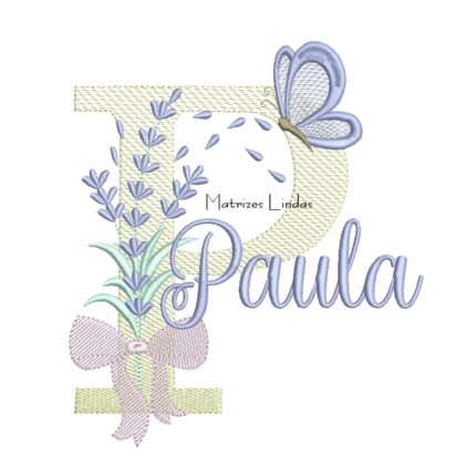Matriz de Bordado - Nome Paula Lavanda com Laço