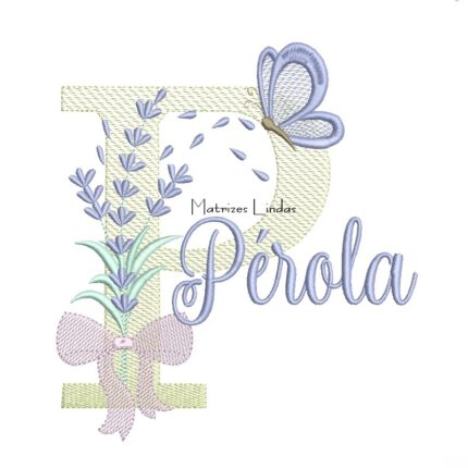 Matriz de Bordado - Nome Pérola Lavanda com Laço