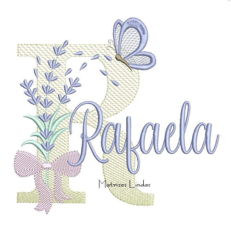 Matriz de Bordado - Nome Rafaela Lavanda com Laço Matriz de Bordado - Nome Rafaela Lavanda com Laço