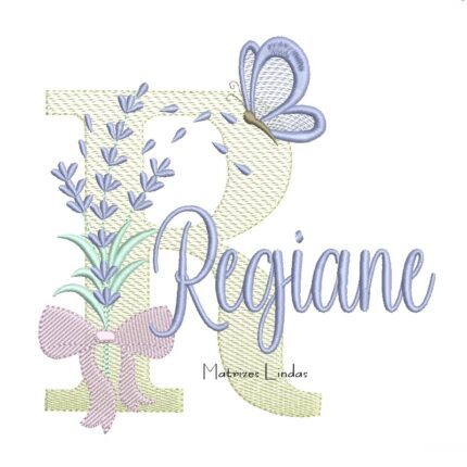 Matriz de Bordado - Nome Regiane Lavanda com Laço
