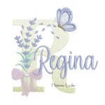 Matriz de Bordado - Nome Regina Lavanda com Laço