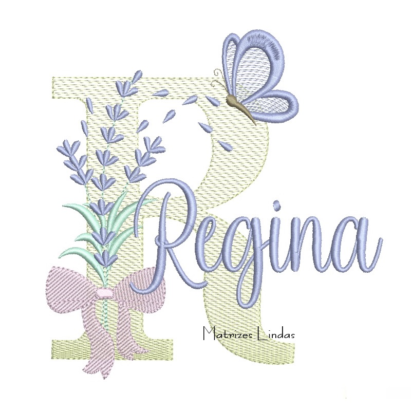 Matriz de Bordado - Nome Regina Lavanda com Laço Matriz de Bordado - Nome Regina Lavanda com Laço