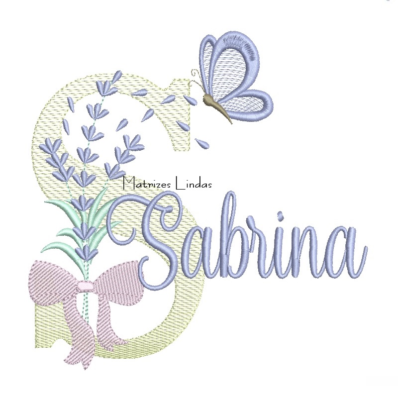 Matriz de Bordado - Nome Sabrina Lavanda com Laço Matriz de Bordado - Nome Sabrina Lavanda com Laço