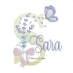 Matriz de Bordado - Nome Sara Lavanda com Laço