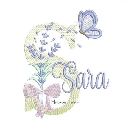 Matriz de Bordado - Nome Sara Lavanda com Laço