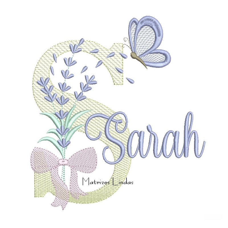 Matriz de Bordado - Nome Sarah Lavanda com Laço Matriz de Bordado - Nome Sarah Lavanda com Laço