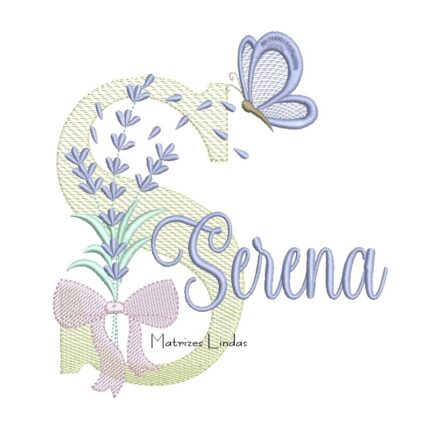 Matriz de Bordado - Nome Serena Lavanda com Laço
