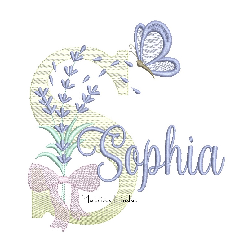 Matriz de Bordado - Nome Sophia Lavanda com Laço Matriz de Bordado - Nome Sophia Lavanda com Laço