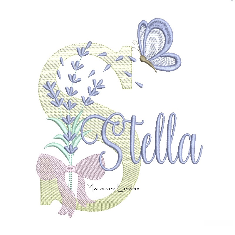 Matriz de Bordado - Nome Stella Lavanda com Laço Matriz de Bordado - Nome Stella Lavanda com Laço