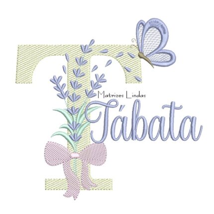Matriz de Bordado - Nome Tábata Lavanda com Laço