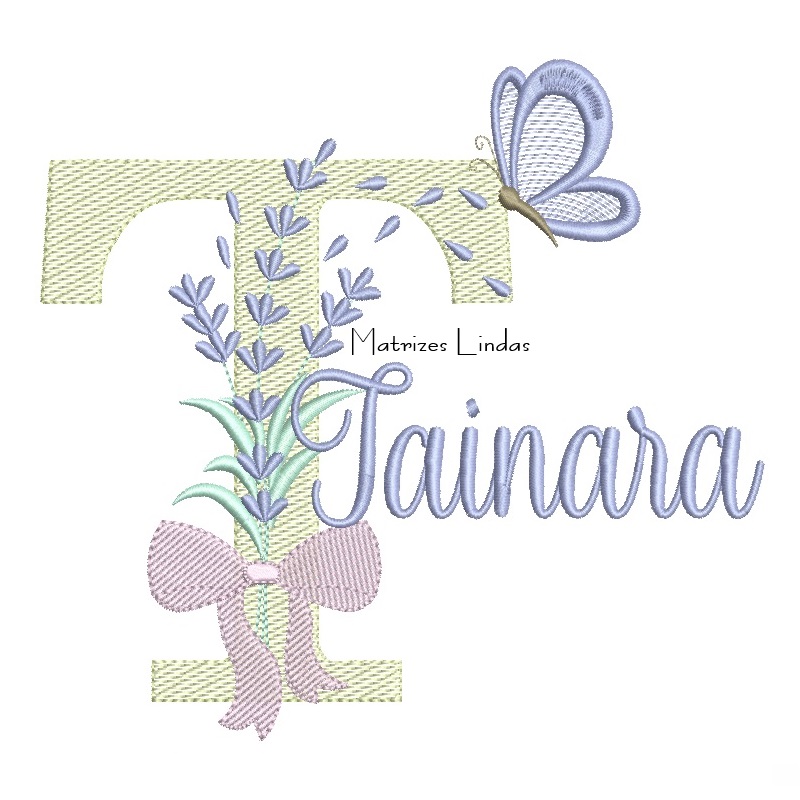 Matriz de Bordado - Nome Tainara Lavanda com Laço Matriz de Bordado - Nome Tainara Lavanda com Laço