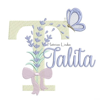 Matriz de Bordado - Nome Talita Lavanda com Laço