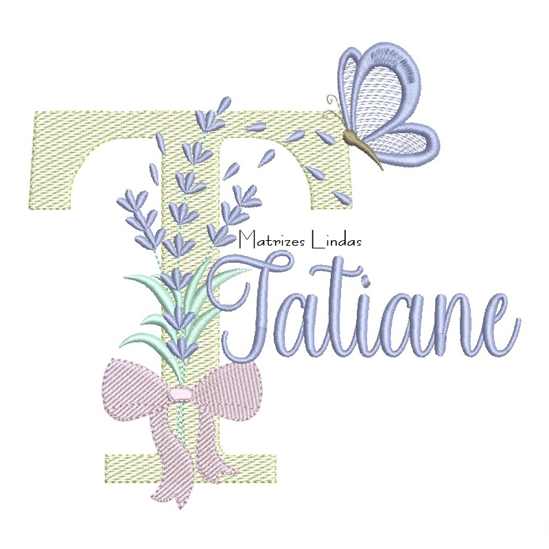 Matriz de Bordado - Nome Tatiane Lavanda com Laço Matriz de Bordado - Nome Tatiane Lavanda com Laço
