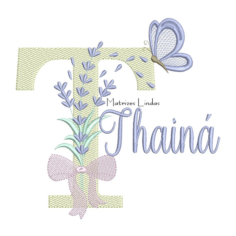 Matriz de Bordado - Nome Thainá Lavanda com Laço Matriz de Bordado - Nome Thainá Lavanda com Laço