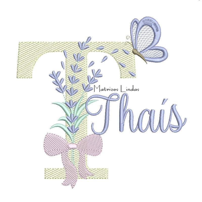Matriz de Bordado - Nome Thaís Lavanda com Laço Matriz de Bordado - Nome Thaís Lavanda com Laço