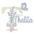 Matriz de Bordado - Nome Thalita Lavanda com Laço