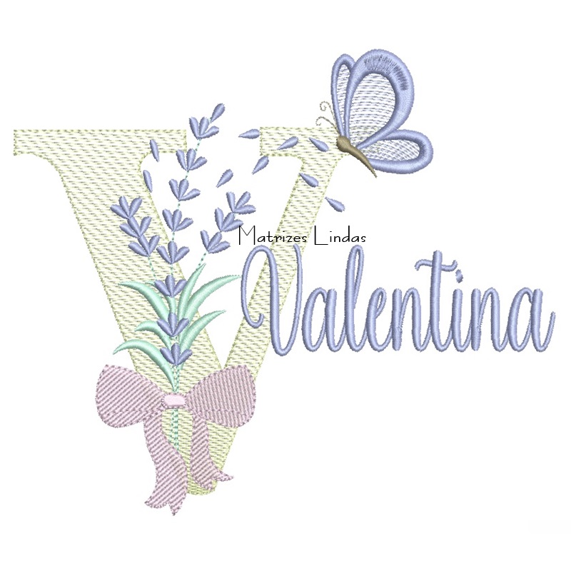 Matriz de Bordado - Nome Valentina Lavanda com Laço Matriz de Bordado - Nome Valentina Lavanda com Laço
