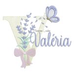 Matriz de Bordado - Nome Valéria Lavanda com Laço