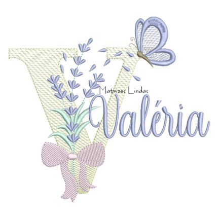 Matriz de Bordado - Nome Valéria Lavanda com Laço