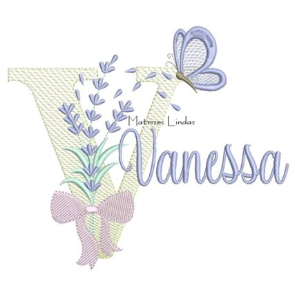 Matriz de Bordado - Nome Vanessa Lavanda com Laço