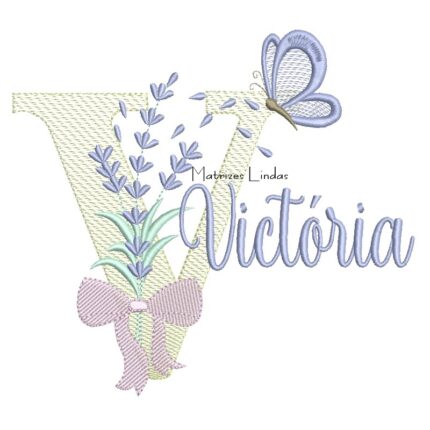 Matriz de Bordado - Nome Victória Lavanda com Laço