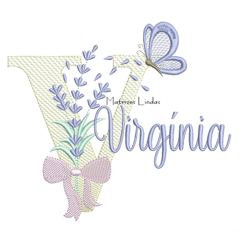 Matriz de Bordado - Nome Virgínia Lavanda com Laço Matriz de Bordado - Nome Virgínia Lavanda com Laço