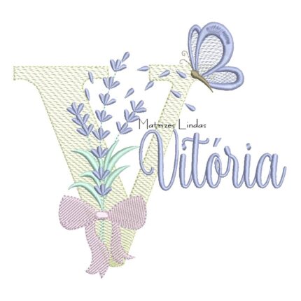 Matriz de Bordado - Nome Vitória Lavanda com Laço