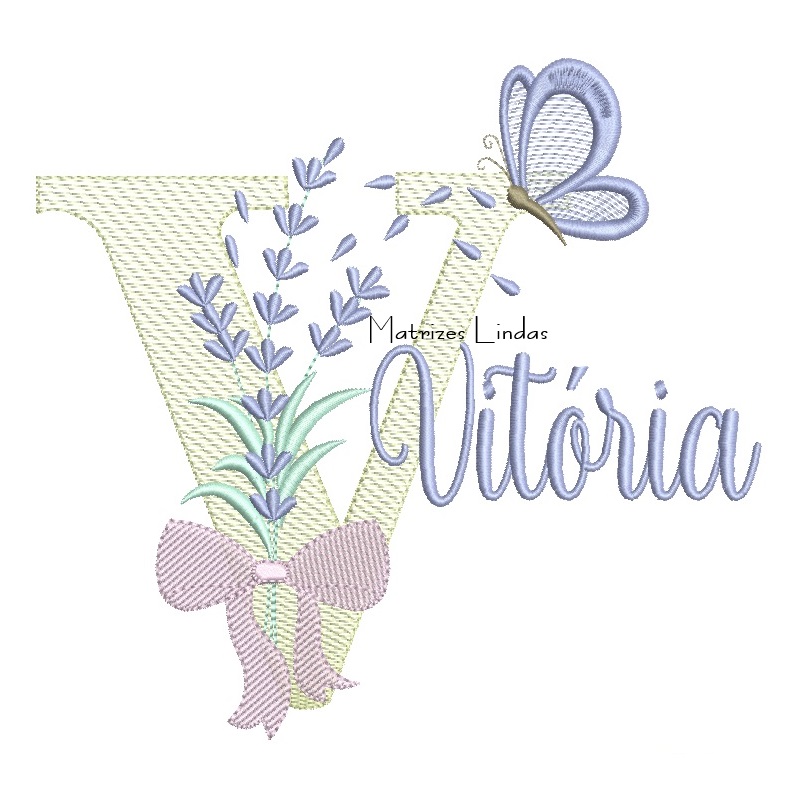 Matriz de Bordado - Nome Vitória Lavanda com Laço Matriz de Bordado - Nome Vitória Lavanda com Laço
