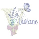 Matriz de Bordado - Nome Viviane Lavanda com Laço