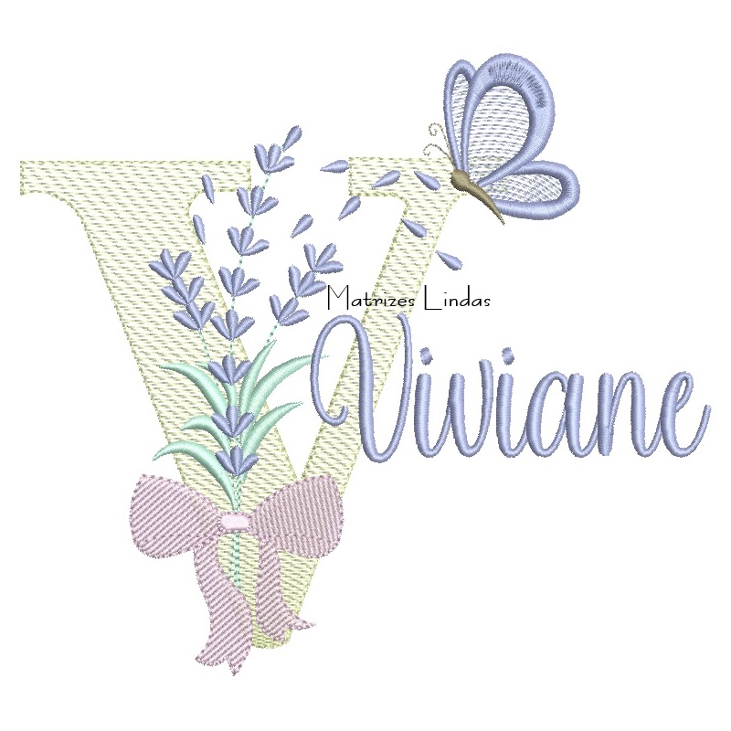 Matriz de Bordado - Nome Viviane Lavanda com Laço Matriz de Bordado - Nome Viviane Lavanda com Laço