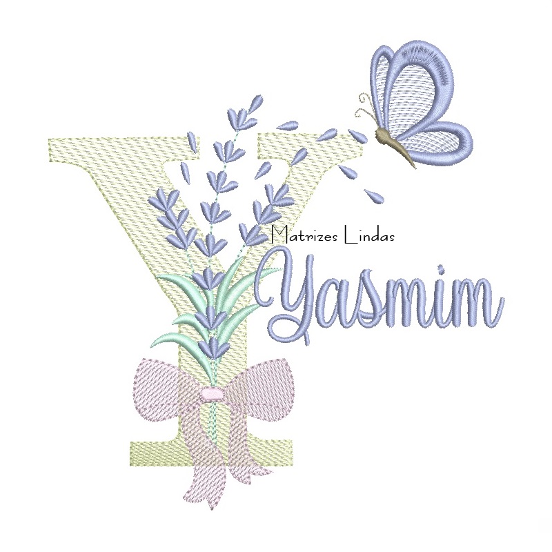 Matriz de Bordado - Nome Yasmim Lavanda com Laço Matriz de Bordado - Nome Yasmim Lavanda com Laço