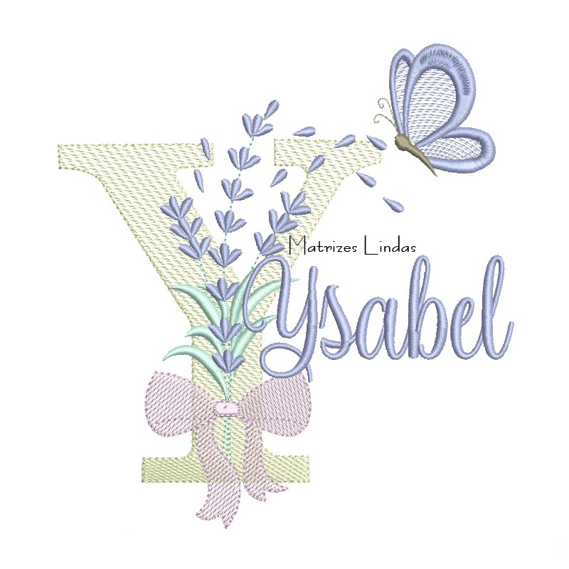 Matriz de Bordado - Nome Ysabel Lavanda com Laço Matriz de Bordado - Nome Ysabel Lavanda com Laço