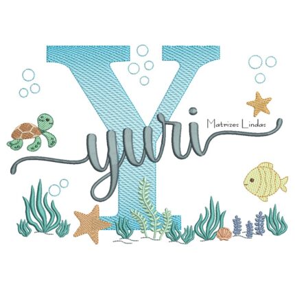 Matriz de Bordado - Nome Yuri Fundo do Mar