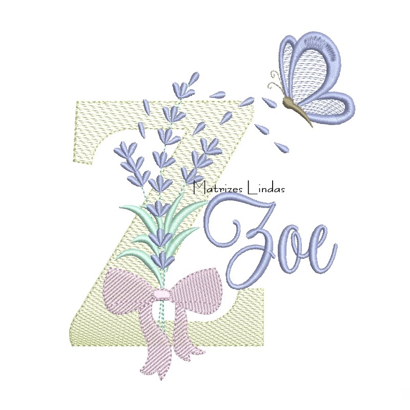 Matriz de Bordado - Nome Zoe Lavanda com Laço Matriz de Bordado - Nome Zoe Lavanda com Laço