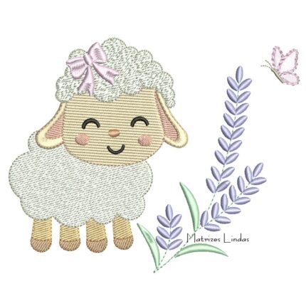 Matriz de Bordado - Ovelhinha com Lavanda