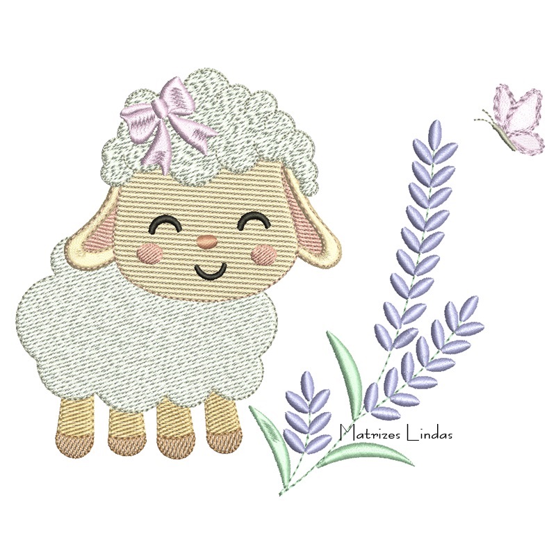 Matriz de Bordado - Ovelhinha com Lavanda Matriz de Bordado - Ovelhinha com Lavanda