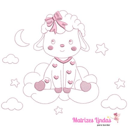 Matriz de Bordado - Ovelhinha na Nuvem Contorno