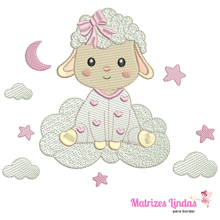 Matriz de Bordado - Ovelhinha na Nuvem Matriz de Bordado - Ovelhinha na Nuvem