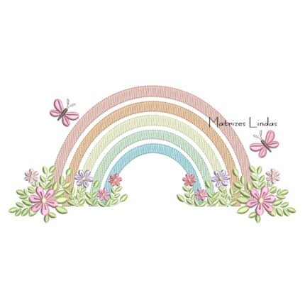 Matriz de Bordado Arco-Íris Floral 1