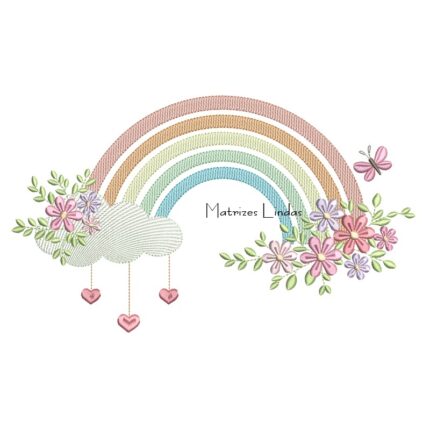 Matriz de Bordado Arco-Íris Floral 2