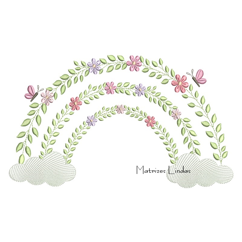 Matriz de Bordado Arco-Íris Floral 5 Matriz de Bordado Arco-Íris Floral 5