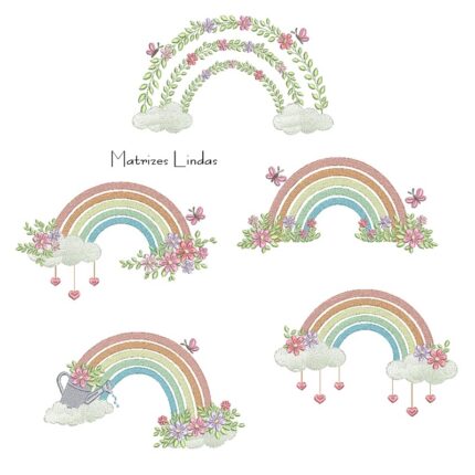 Matriz de Bordado Coleção Arco-Íris Floral