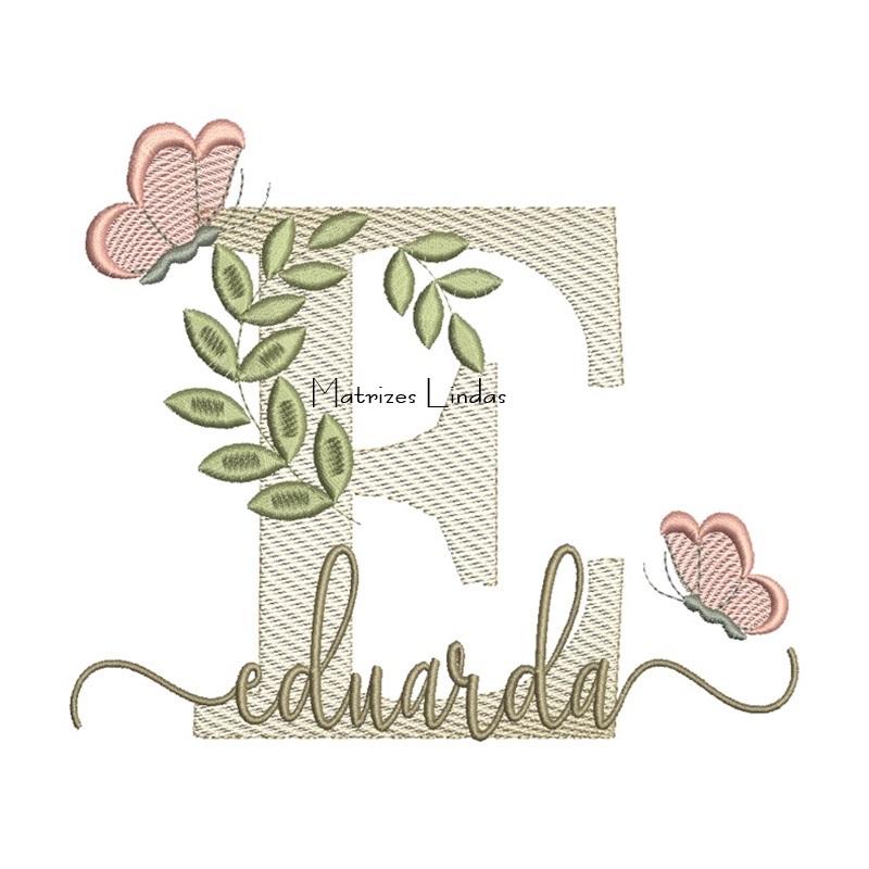 Matriz de Bordado Nome Eduarda folhas e Borboletas Matriz de Bordado Nome Eduarda folhas e Borboletas