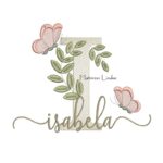Matriz de Bordado Nome Isabela folhas e Borboletas