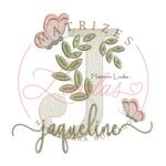 Matriz de Bordado Nome Jaqueline folhas e Borboletas