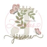 Matriz de Bordado Nome Josiane folhas e Borboletas