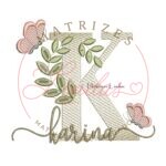 Matriz de Bordado Nome Karina folhas e Borboletas